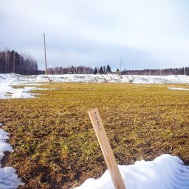 Kevät on saapunut suviseurakentälle. Myymälän pohja on jo paljaana lumesta ja kuivumassa.